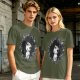 Olive T-Shirt with Kodama Forest Spirit Floral Wreath Print