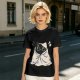 Olive T-shirt with Cute Black Cat Wrapped in Blanket Graphic
