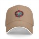 Black baseball cap with red dragon holding polyhedral dice design