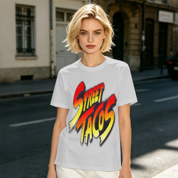 Olive Green T-Shirt With Street Tacos Gradient Graphic Print