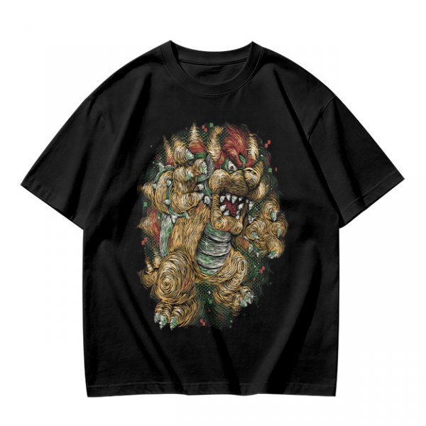 Olive Green T-Shirt With Detailed Monster Dragon Print