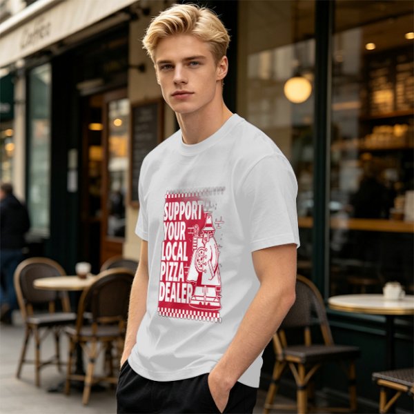 Support Your Local Pizza Dealer Graphic Olive T-Shirt