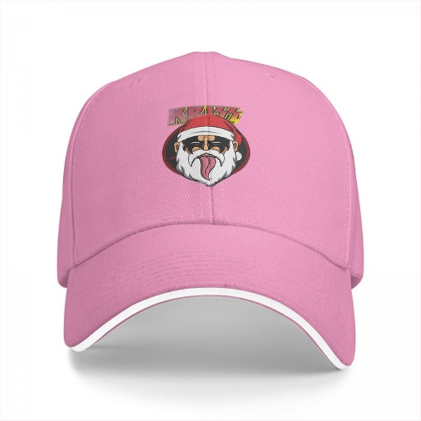 Black Baseball Cap With Rock Santa Claus Graphic For Christmas