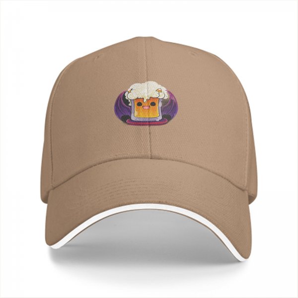 Black Baseball Cap With Cute Vampire Beer Mug Graphic