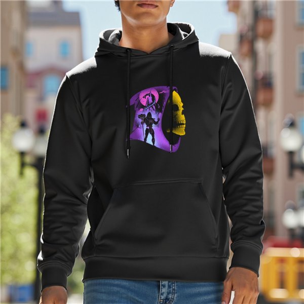 Black hoodie with Skeletor graphic design
