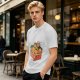 Olive T-shirt with Chibi Anime Characters in Takeout Box