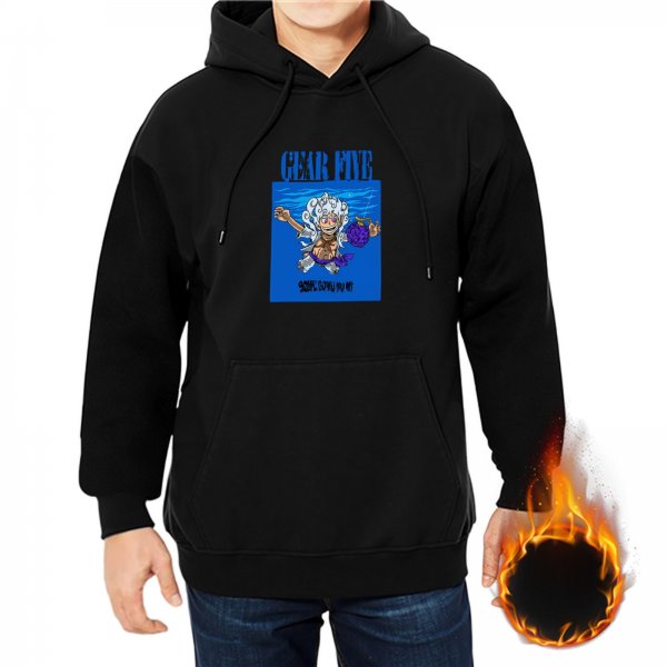 Black hoodie with Gear Five Luffy graphic print
