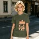 Olive T-Shirt With Cute Cats Doing Laundry Graphic