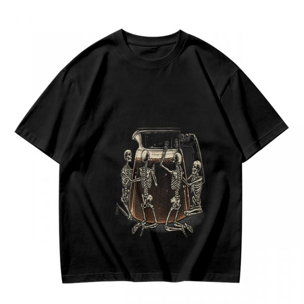 Olive T-Shirt With Skeletons Holding A Beer Pitcher Graphic