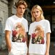 Olive anime graphic t-shirt with straw hat and sunflowers