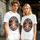 Olive t-shirt with black magic black coffee goat graphic print