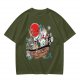 Studio Ghibli Characters Boat Graphic Olive T-Shirt