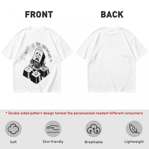 Olive T-Shirt With Esc Key Trying To Escape Graphic Print