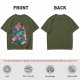 Olive T-Shirt With Girls On A Teal Tiger Graphic Print