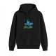Black hoodie with classic car and cartoon character graphic