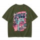 Olive t-shirt with retro hot juice devil graphic print