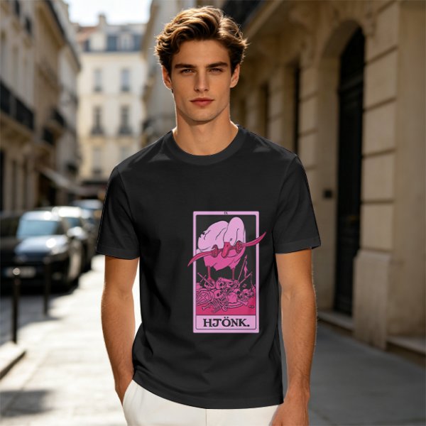Olive T-Shirt With Tarot Card Style Goose Print HJÖNK