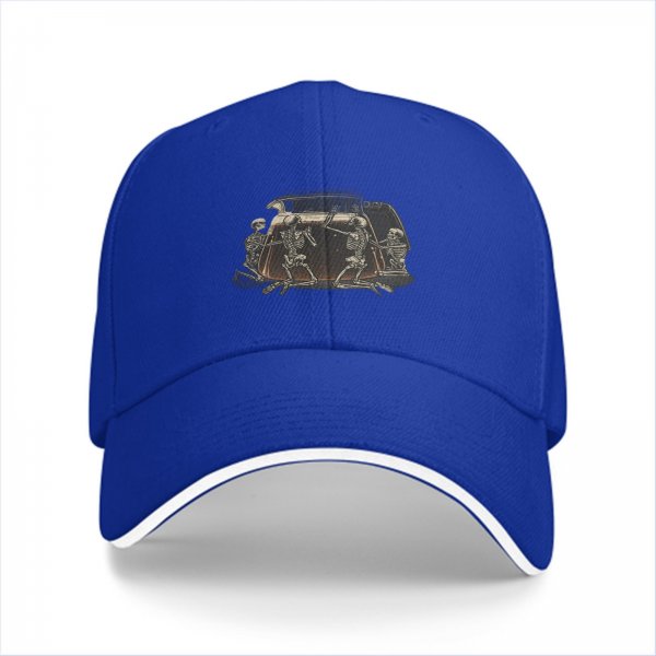 Black baseball cap with skeletons around a toaster graphic