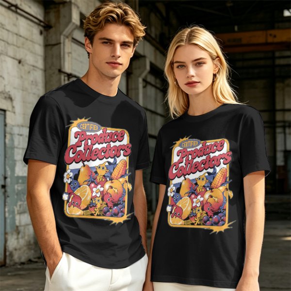 Certified Produce Collectors Graphic T-Shirt with Fruit and Creatures
