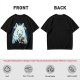 Olive T-Shirt With White Wolf And Howling Wolf Moon Graphic