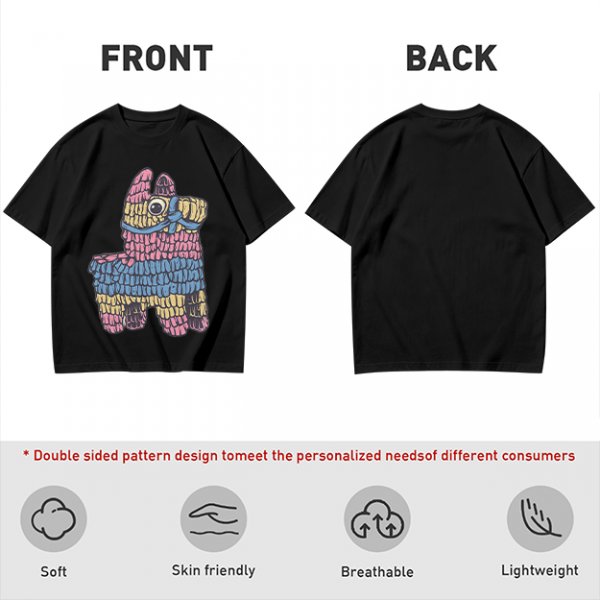 Olive T-Shirt With Colorful Donkey Pinata Graphic Print