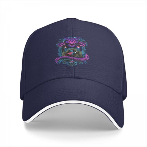 Black Baseball Cap With Fantasy Dragon And Warrior Graphic