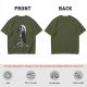 Olive T-Shirt With Dark Grim Reaper And Skull Pile Graphic