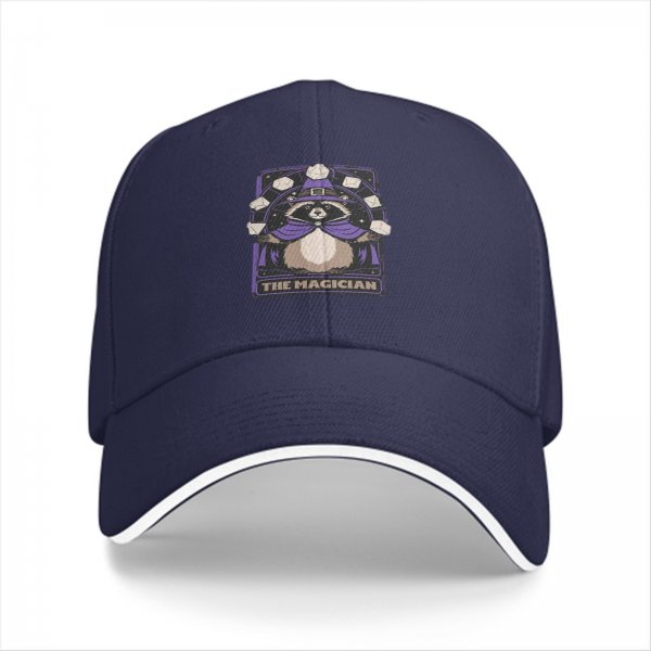 Black Baseball Cap With Raccoon Magician Tarot Art Print