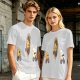 Olive T-Shirt With Cartoon Characters Riding Bikes Through Portal