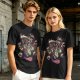 Olive Graphic Tee With Surreal Fantasy Creature Art Print