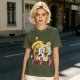 Olive T-Shirt with Cartoon Taco and Beer Graphic
