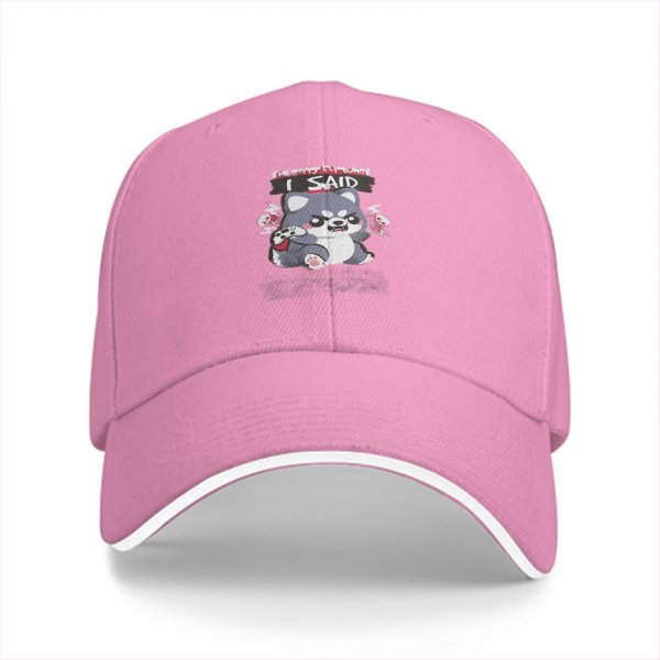 Black baseball cap with angry cartoon wolf graphic and I SAID text