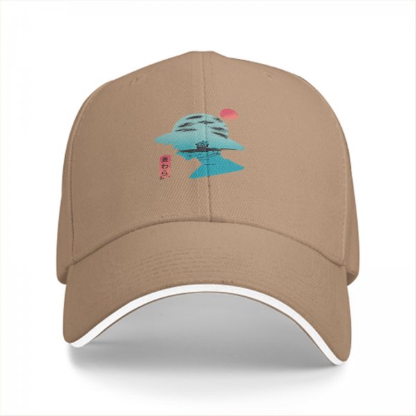 Black Baseball Cap With Anime Silhouette Sunset Art Print