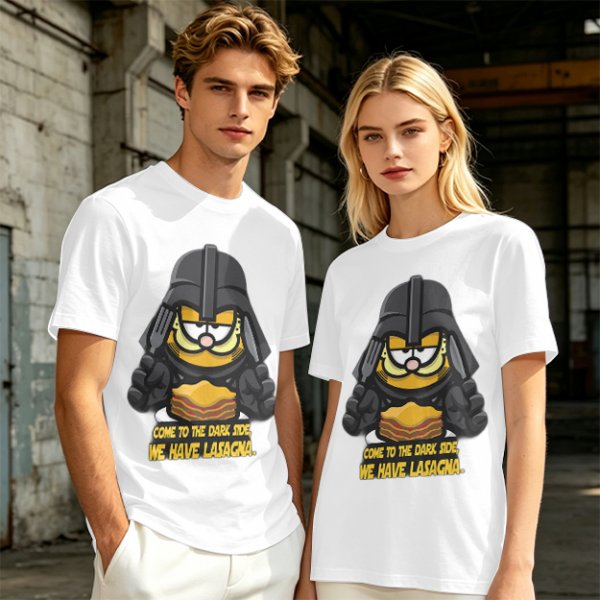 Garfield Darth Vader T-Shirt Come To The Dark Side We Have Lasagna