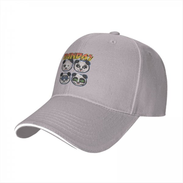 Black Baseball Cap With KISS Style Panda Band Graphic