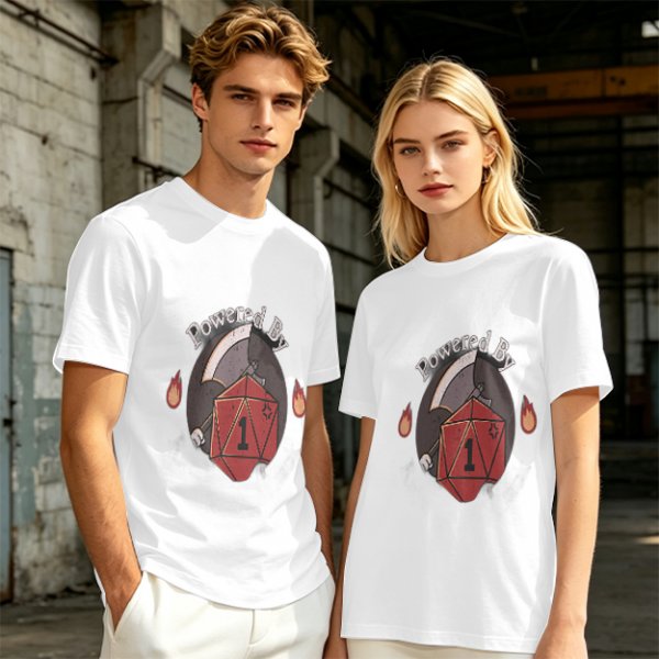 Powered By 1 D20 Dice T-Shirt For Tabletop RPG Fans
