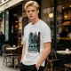 Olive T-Shirt With Neon White Dragon Graphic Print