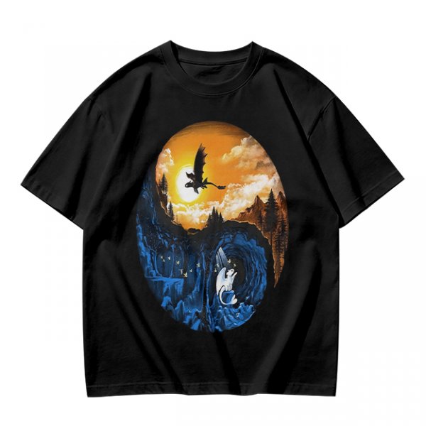 How to Train Your Dragon Night and Light Fury Dragon Scene T-Shirt