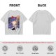 Olive T-Shirt With Witch Anime Girl and Cat Silhouette Print