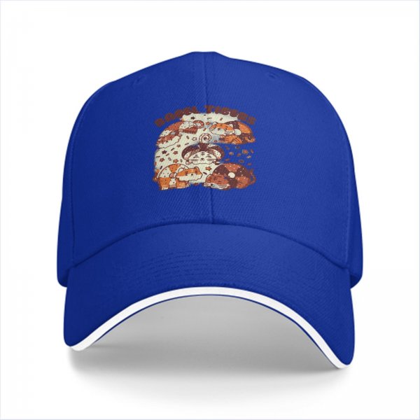 Black Baseball Cap With Cute Bagel Themed Hamster Art