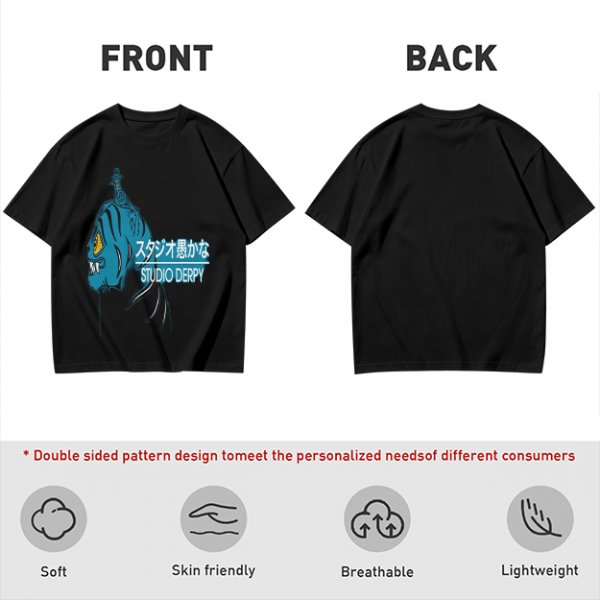 Olive Graphic T-Shirt with Blue Tiger and Studio Derpy Text