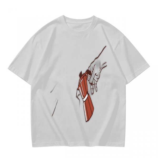 Oversized Olive T-Shirt With Mechanical Hand Holding Gun Graphic