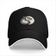 Black baseball cap with yin yang cat graphic design