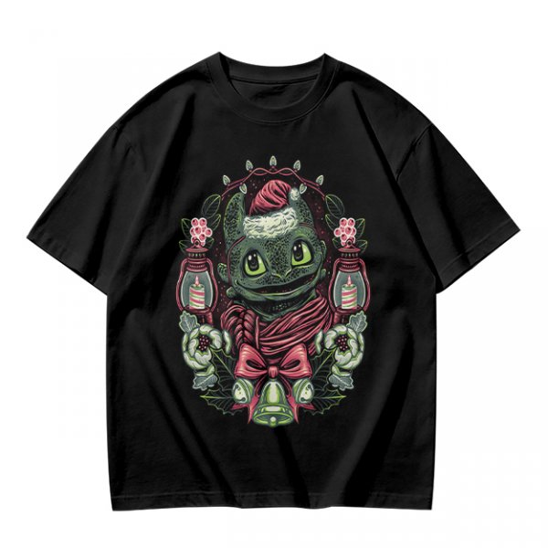 Olive T-shirt with Christmas Night Fury Dragon Festive Print