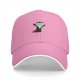 Black baseball cap with sad cartoon vampire holding blood bag print