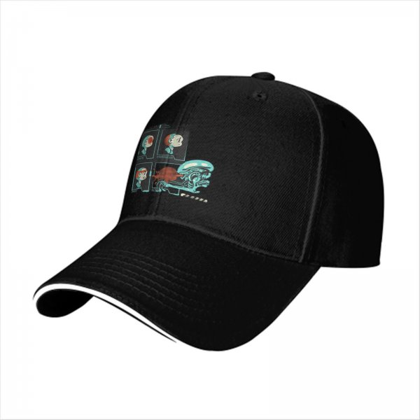 Black Baseball Cap With Sci-Fi Alien Facehugger Art Print