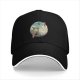 Black baseball cap with witch and black cat fantasy town print