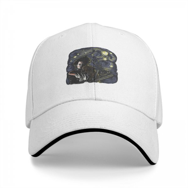 Black Baseball Cap With Starry Night Edward Scissorhands Art Print