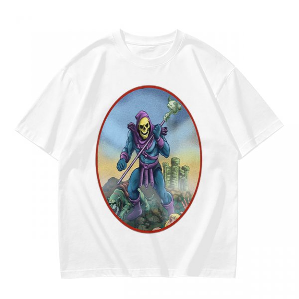 Olive T-Shirt Featuring Skeletor Holding His Havoc Staff