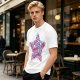 Olive T-Shirt With Patriotic Star Fast Food Print